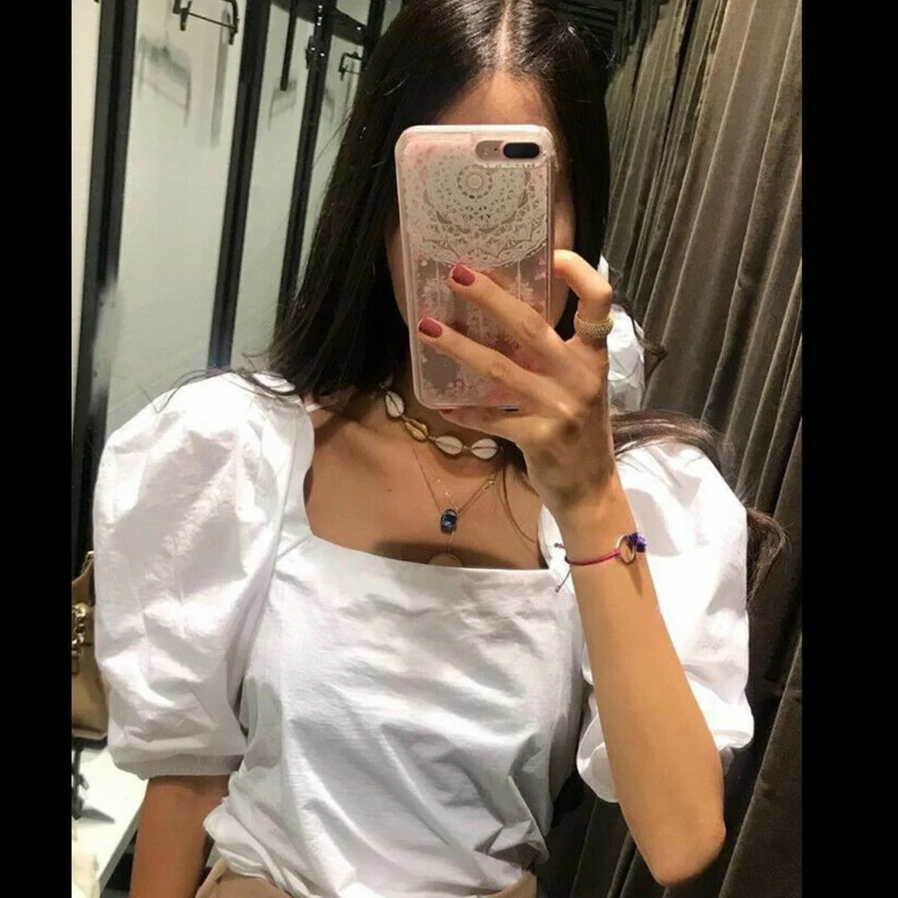 Zara White Shirt with Puff Full Sleeve sz Large